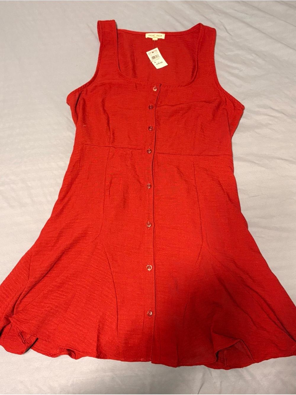 Moa Moa Red Sleeveless Button-Front Mini Dress
